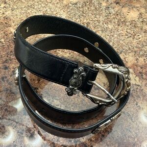 Vintage Fossil leather belt Womens L Brown Concho silver tone distressed western